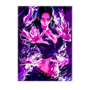 tableau Nico Robin en violet par Les Bois d'Aurore montrant personnage animé en pose dynamique utilisant ses pouvoirs