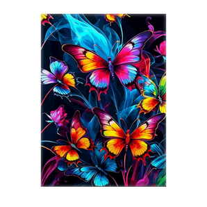 tableau papillon coloré Les Bois d Aurore peinture murale vibrante papillons néon sur fond noir