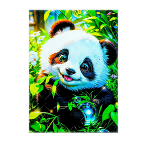 tableau panda décoratif coloré Les Bois dAurore panda mignon dans feuillage parfait pour chambre enfant ou salon