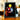 Image encadrée d'anime avec des personnages aux cheveux rouges et bleus, et un visage souriant jaune.
