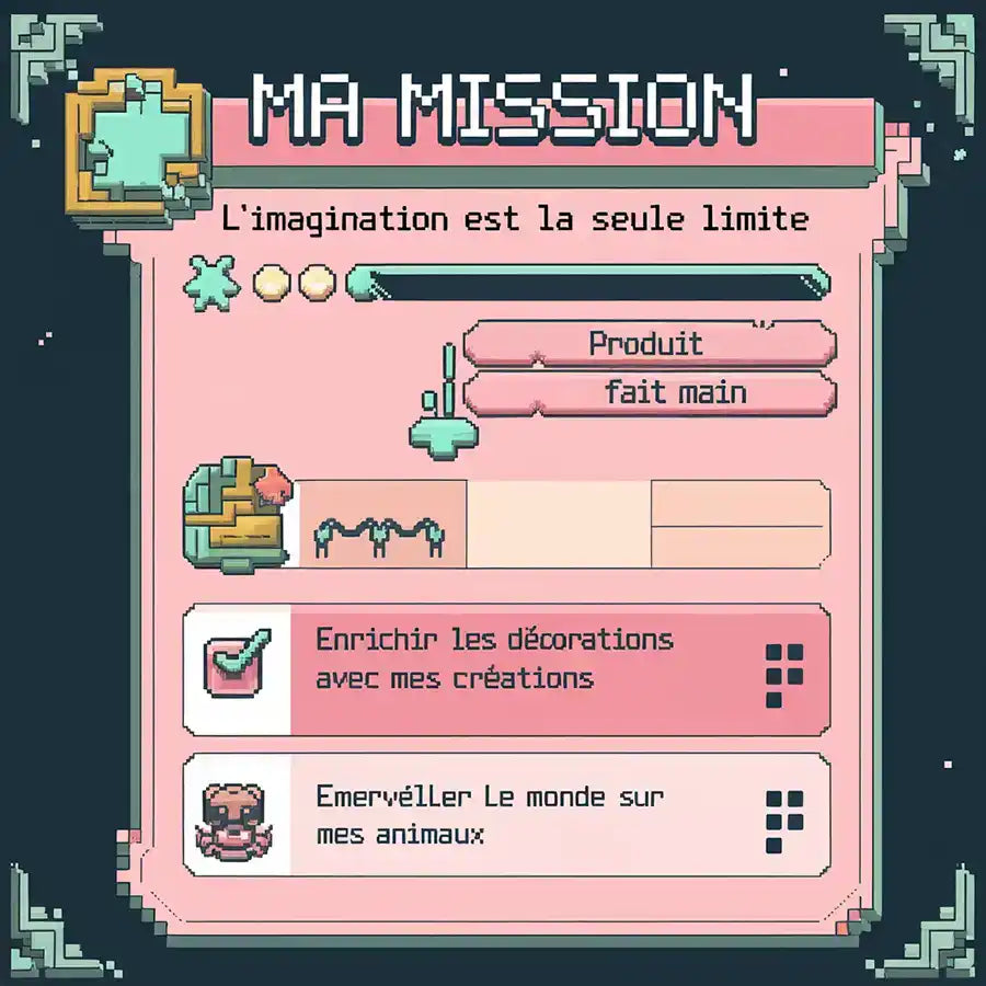 Interface de mission pixelisée.