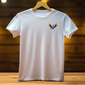 T-Shirt Licorne blanc avec petit motif coloré sur la poitrine par Les Bois d'Aurore
