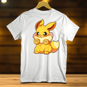 T-Shirts pour Pokémon Enfant blanc avec dessin mignon d'un Pokémon Evoli assis